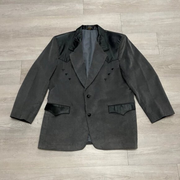 Vintage Pioneer Wear Corduroy Leather Trim Western Blazer Jacket Men’s Size 46